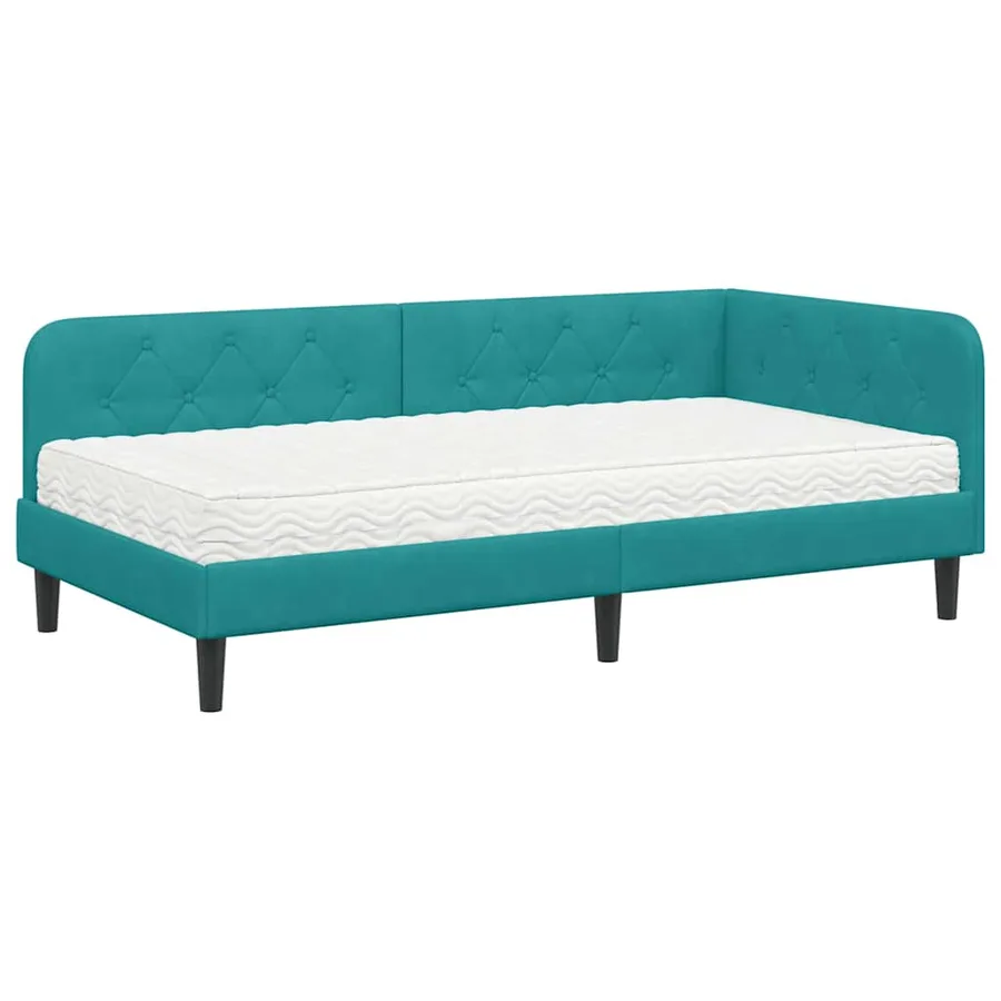 Cadre de lit d'angle Turquoise 100 x 200 cm Velours - 2