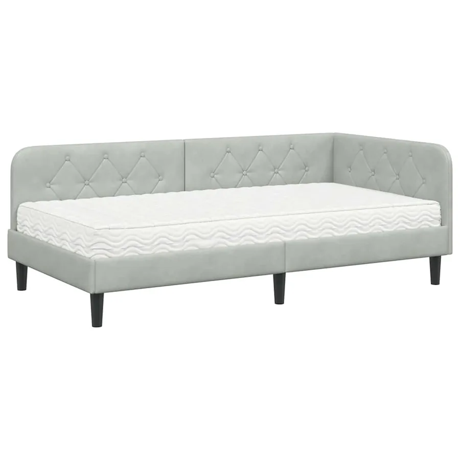 Cadre de lit d'angle Gris clair 100 x 200 cm Velours - 2