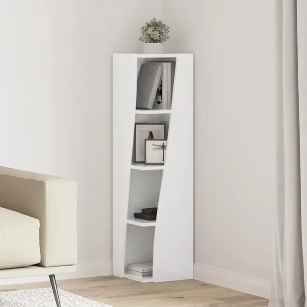 Meuble d'angle Blanc brillant 27,5x27x102cm Bois d'ingénierie