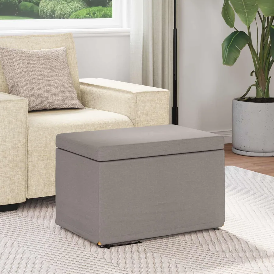 Tabouret Taupe 61 x 41 x 40 cm Tissu et bois stratifié - 3