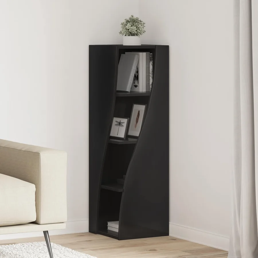 Meuble d'angle Noir 32x32x102cm Bois d'ingénierie