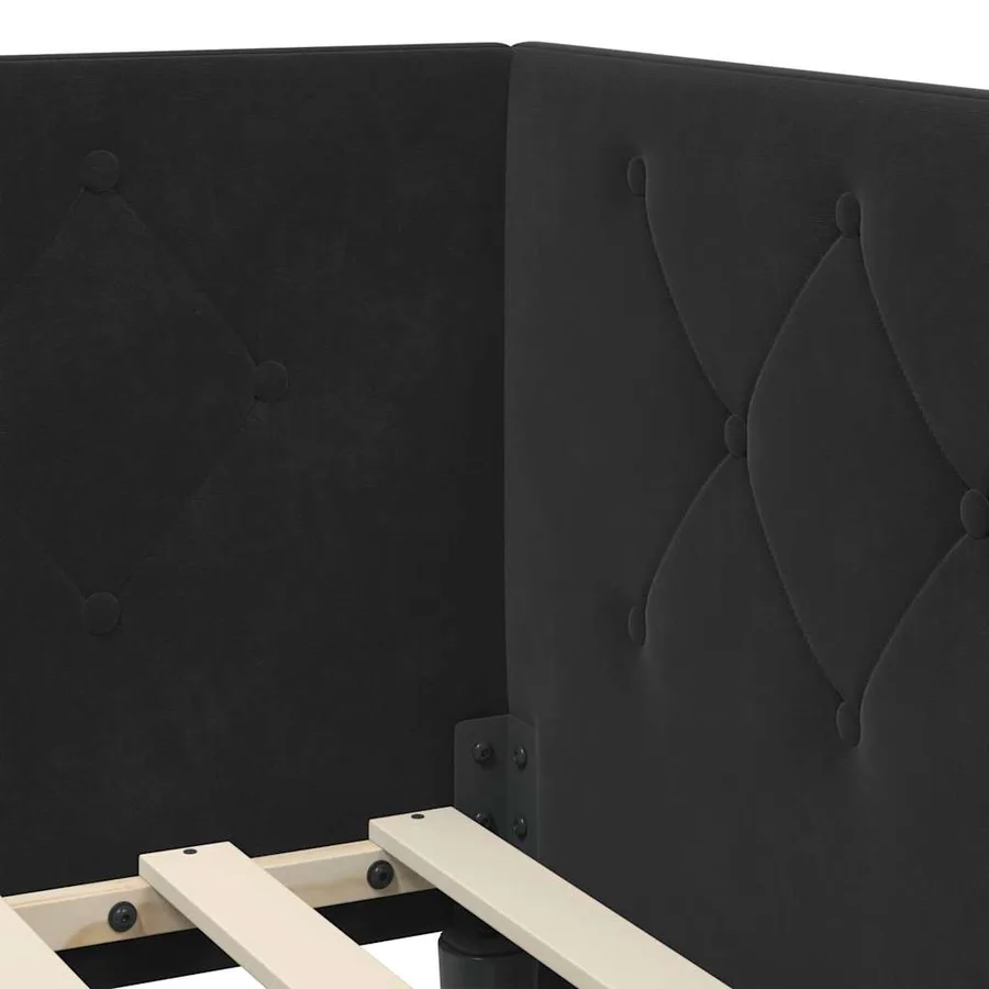 Cadre de lit d'angle Noir 90 x 190 cm Velours - 10