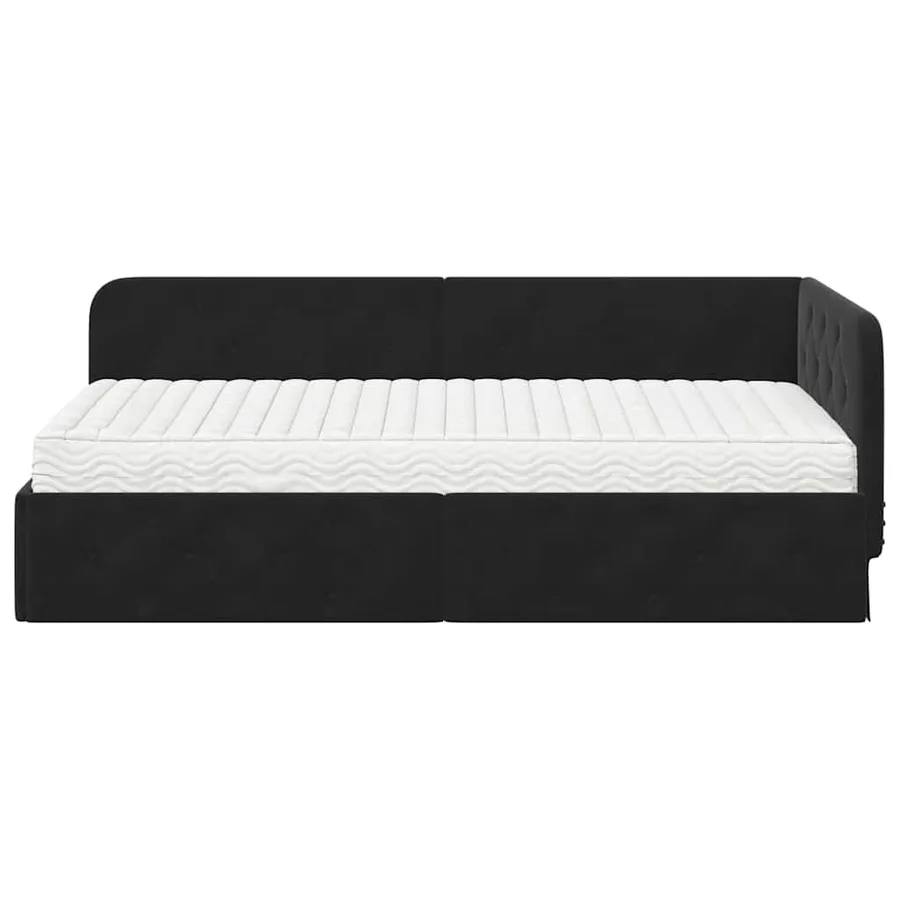 Cadre de lit d'angle Noir 90 x 190 cm Velours - 5
