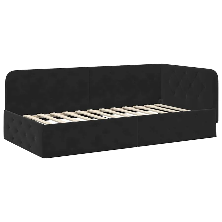 Cadre de lit d'angle Noir 90 x 190 cm Velours - 6