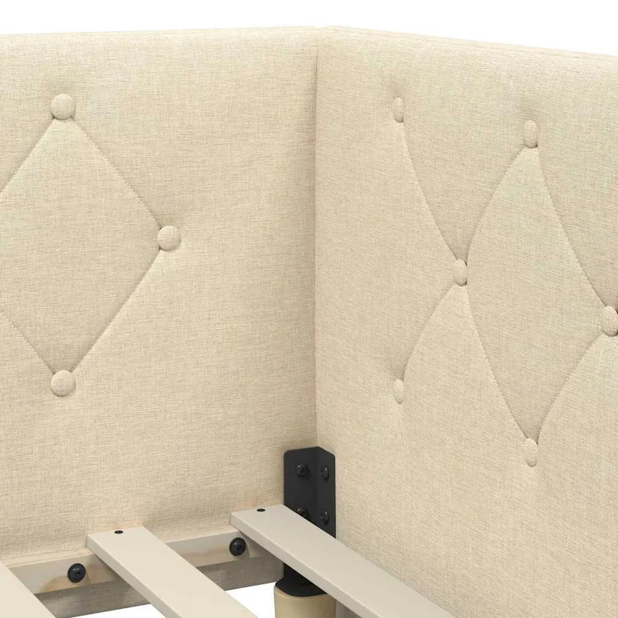 Cadre de lit d'angle Crème 80 x 200 cm tissu - 10