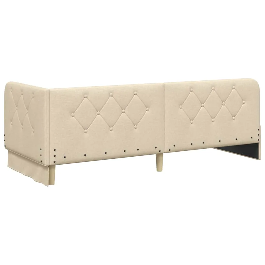 Cadre de lit d'angle Crème 80 x 200 cm tissu - 9
