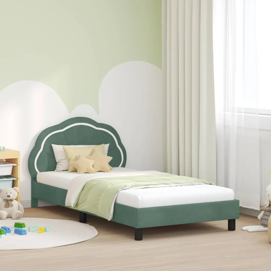 Cadre de lit pour enfants avec tête de lit Vert Mer 80 x 200 cm