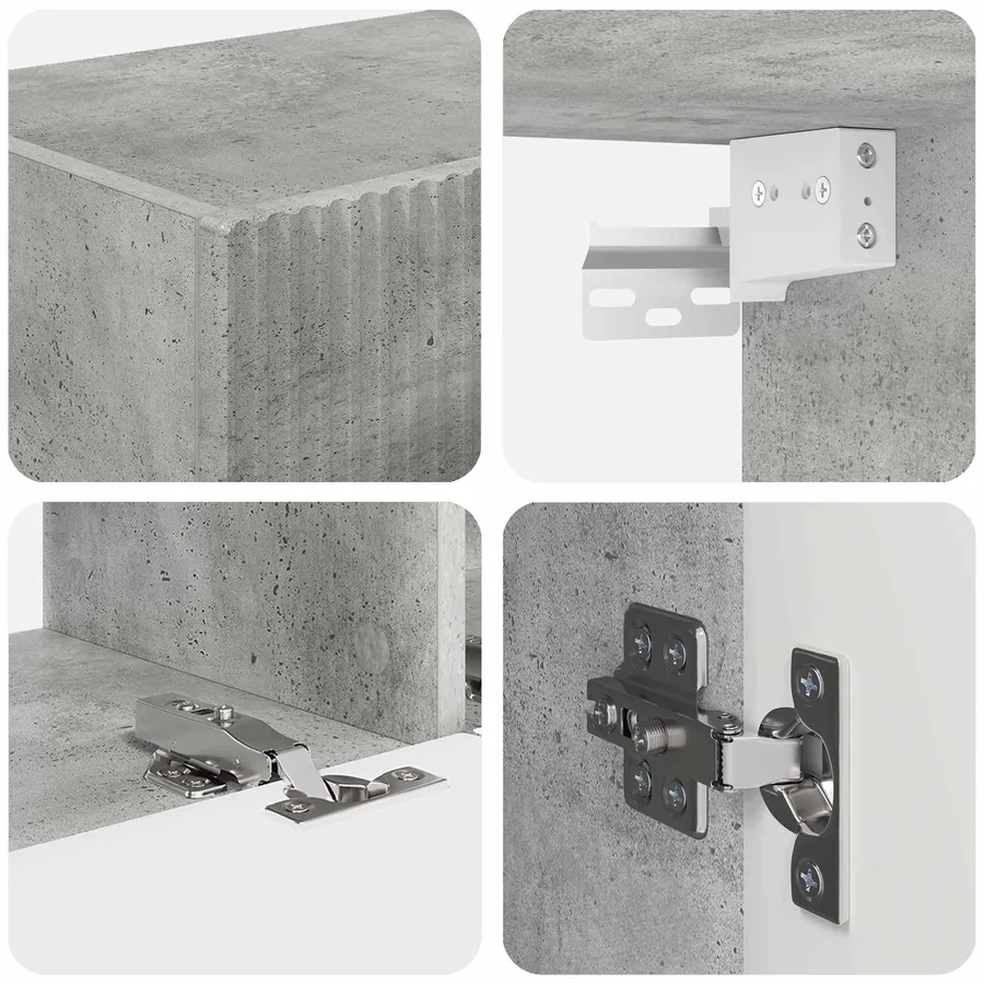 Ensemble meuble TV 4 pcs Gris béton Bois d'ingénierie - 10