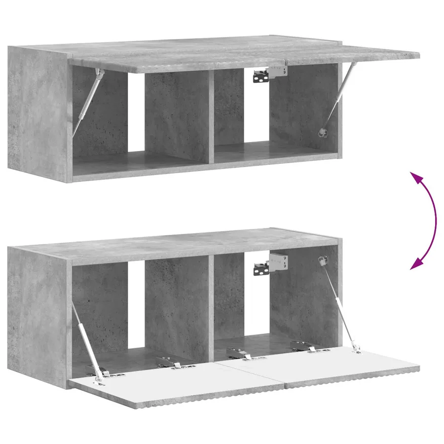 Ensemble meuble TV 4 pcs Gris béton Bois d'ingénierie - 11