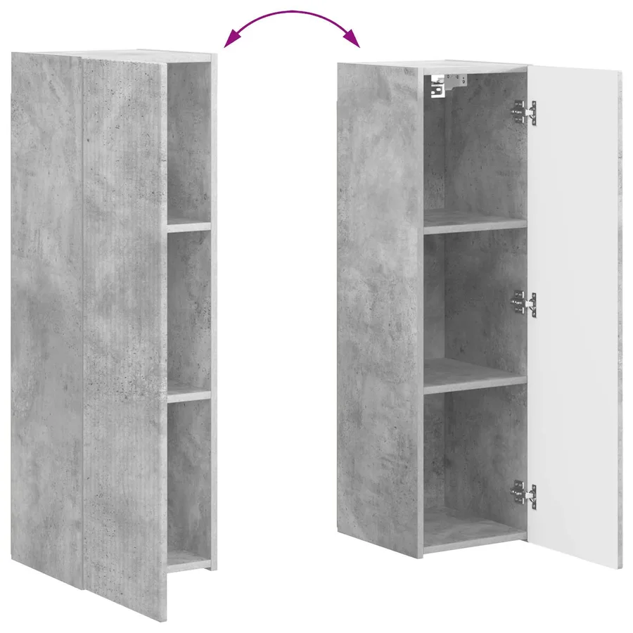 Ensemble meuble TV 4 pcs Gris béton Bois d'ingénierie - 12