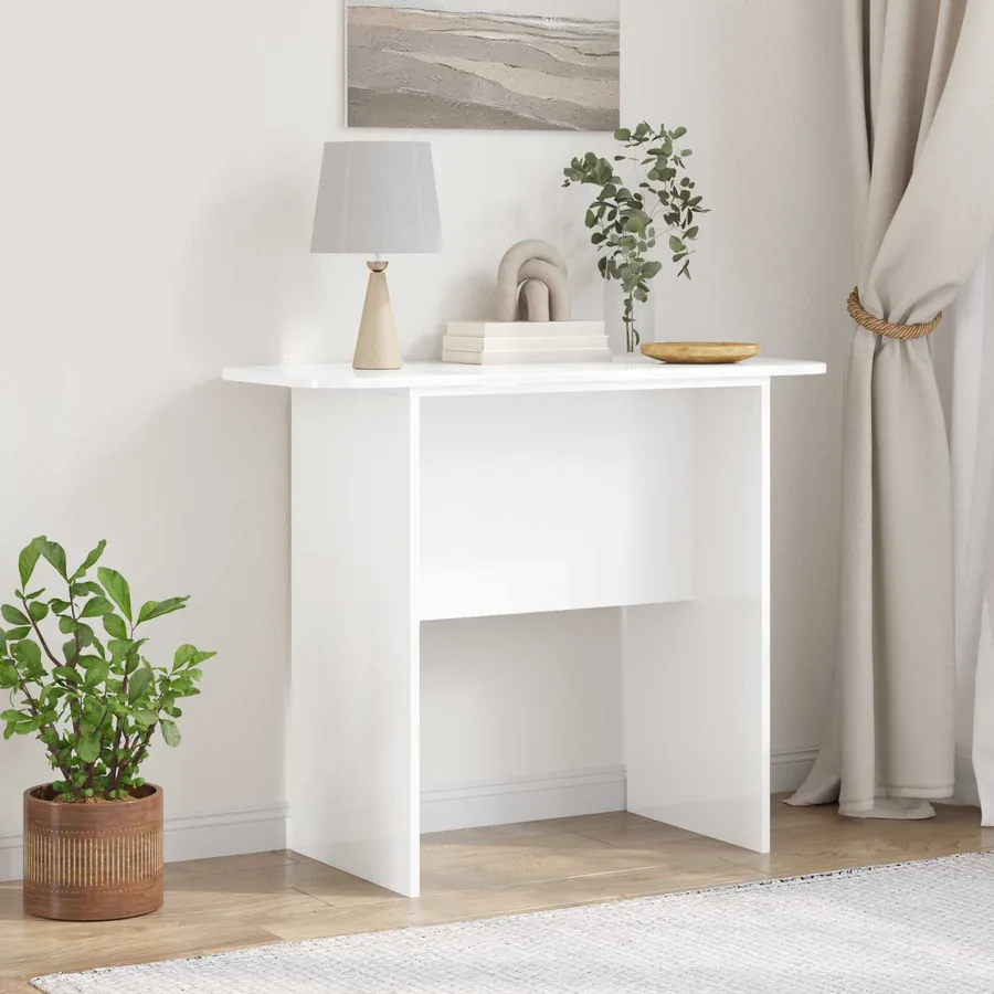 Table console Blanc brillant 93 x 40 x 75 cm Bois d'ingénierie