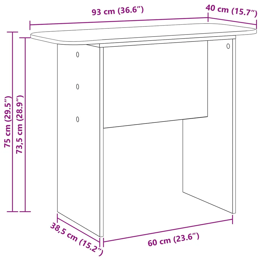 Table console Blanc brillant 93 x 40 x 75 cm Bois d'ingénierie - 10
