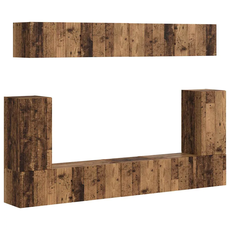 Ensemble meuble TV 5 pcs Bois ancien Bois d'ingénierie - 2