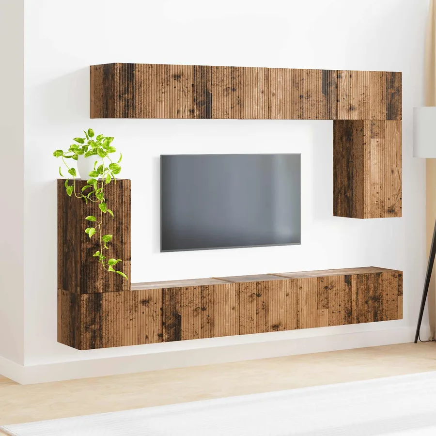 Ensemble meuble TV 5 pcs Bois ancien Bois d'ingénierie - 4