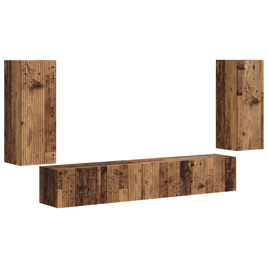 Ensemble meuble TV 4 pcs Bois ancien Bois d'ingénierie - 2