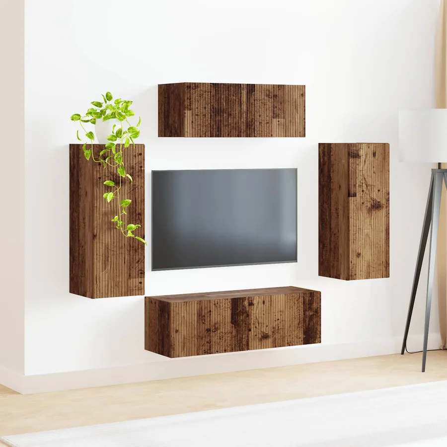 Ensemble meuble TV 4 pcs Bois ancien Bois d'ingénierie - 4