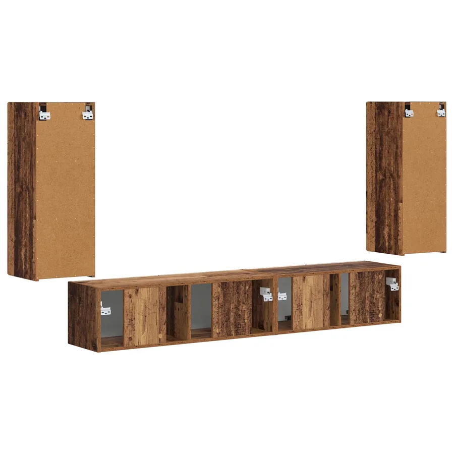 Ensemble meuble TV 4 pcs Bois ancien Bois d'ingénierie - 9