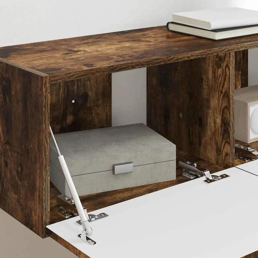 Meuble TV mural Chêne fumé 98 x 31 x 29,5 cm Bois d'ingénierie - 4