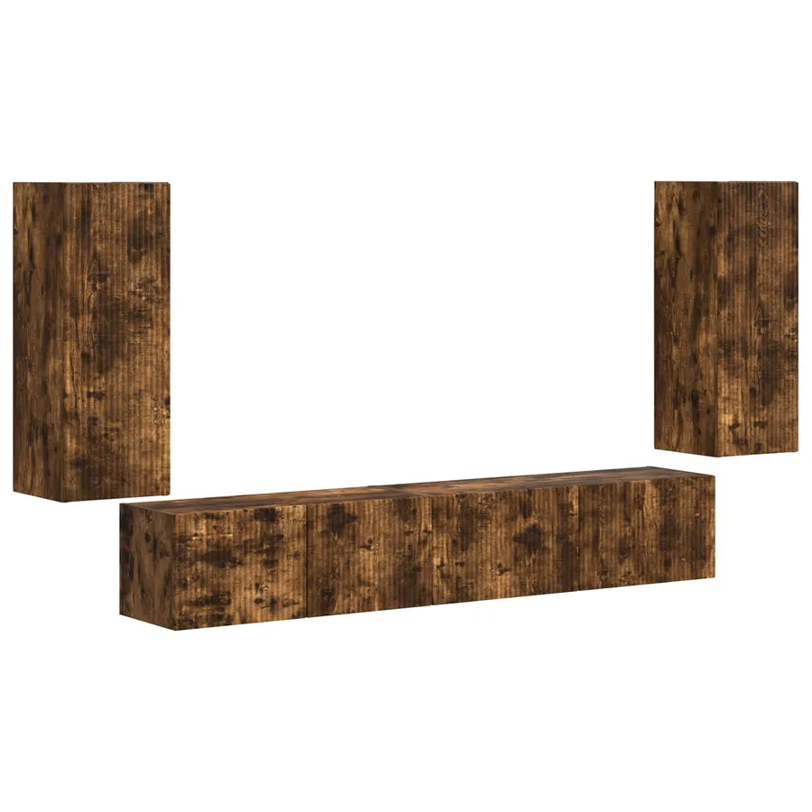 Ensemble meuble TV 4 pcs Chêne fumé Bois d'ingénierie - 2