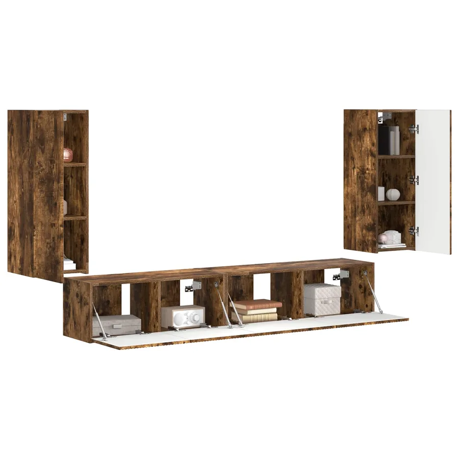Ensemble meuble TV 4 pcs Chêne fumé Bois d'ingénierie - 3