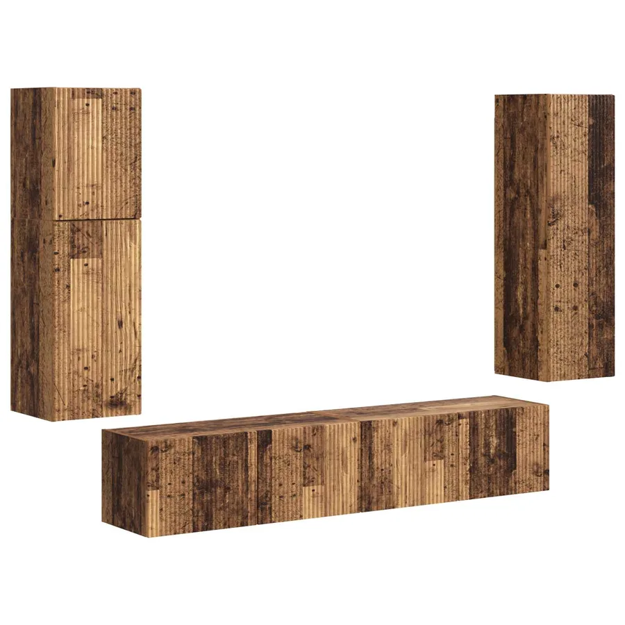 Ensemble meuble TV 4 pcs Bois ancien Bois d'ingénierie - 2