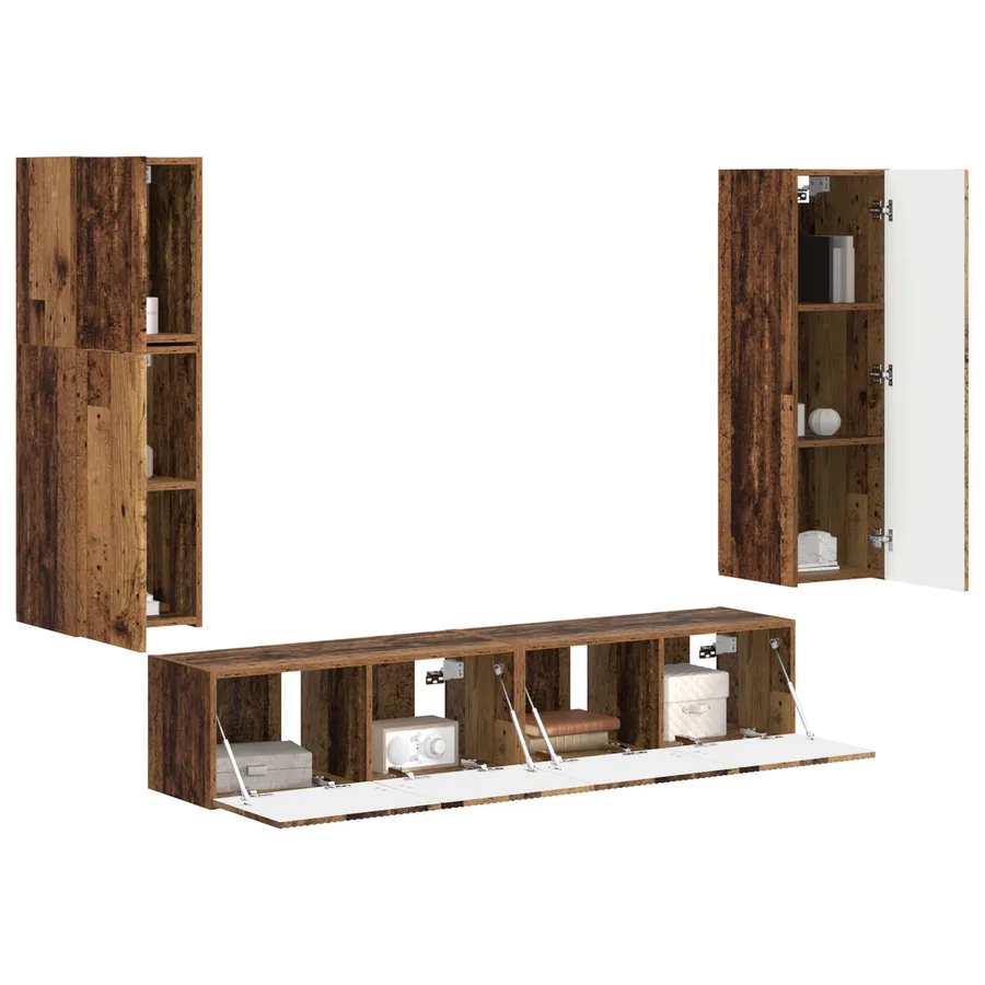 Ensemble meuble TV 4 pcs Bois ancien Bois d'ingénierie - 3