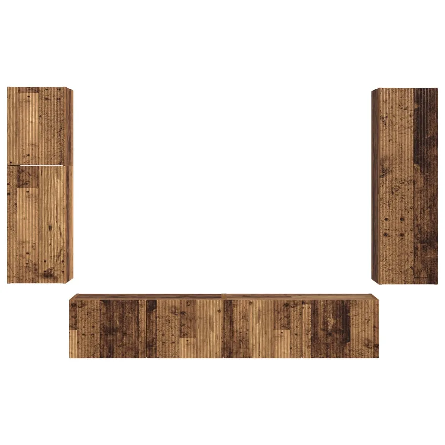Ensemble meuble TV 4 pcs Bois ancien Bois d'ingénierie - 9