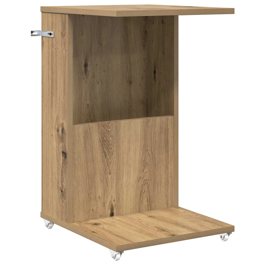 Table d'appoint avec roue Chêne artisanal 40 x 35 x 60 cm - 2