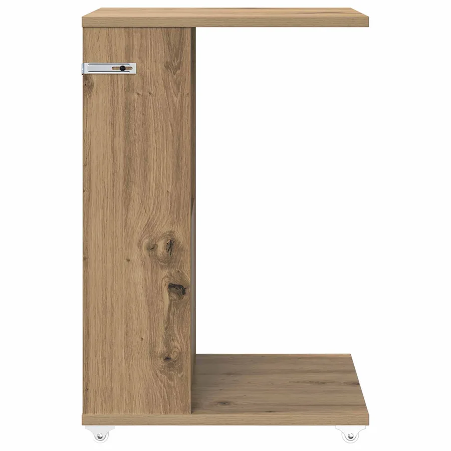 Table d'appoint avec roue Chêne artisanal 40 x 35 x 60 cm - 6