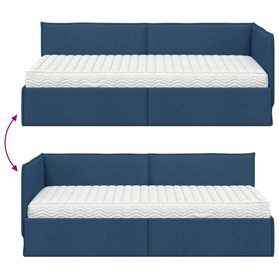Cadre de lit d'angle avec matelas 2 pcs Bleu Velours - 12