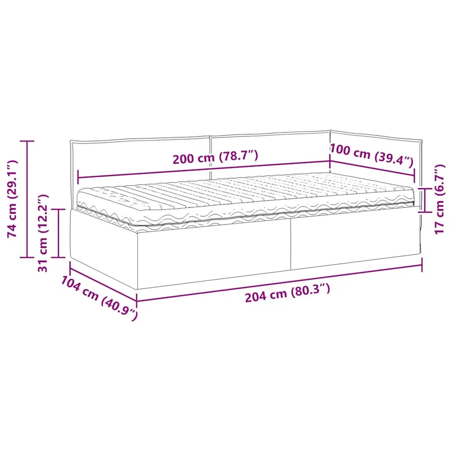 Cadre de lit d'angle avec matelas 2 pcs Bleu Velours - 14