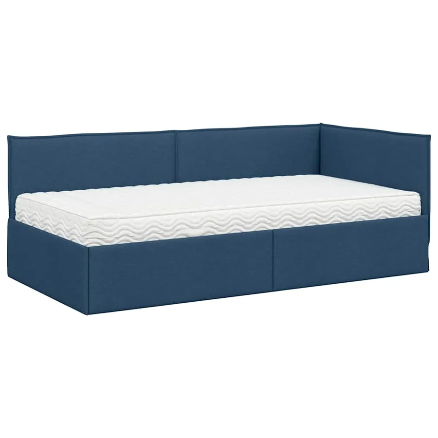 Cadre de lit d'angle avec matelas 2 pcs Bleu Velours - 4