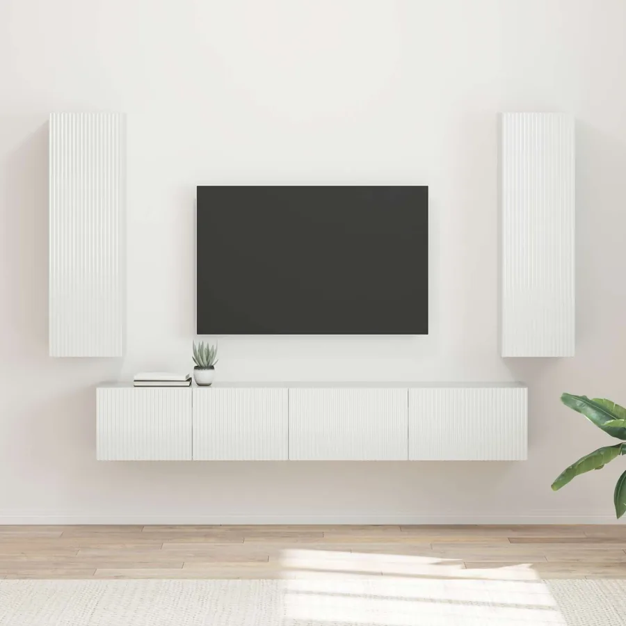 Ensemble meuble TV 3 pcs Blanc brillant Bois d'ingénierie