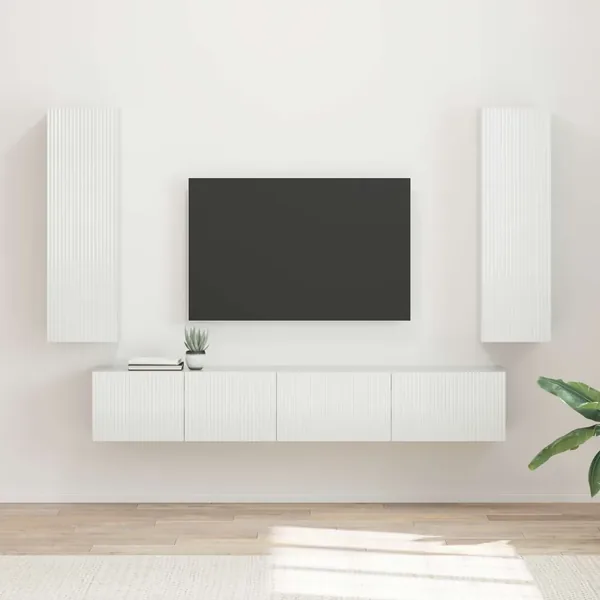 Ensemble meuble TV 3 pcs Blanc brillant Bois d'ingénierie