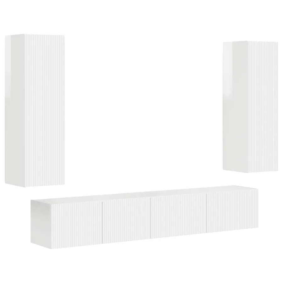 Ensemble meuble TV 3 pcs Blanc brillant Bois d'ingénierie - 2