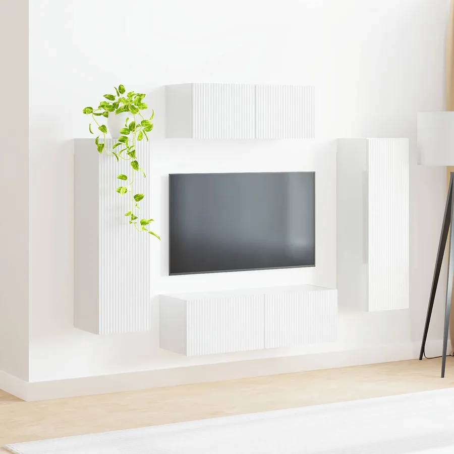 Ensemble meuble TV 3 pcs Blanc brillant Bois d'ingénierie - 4