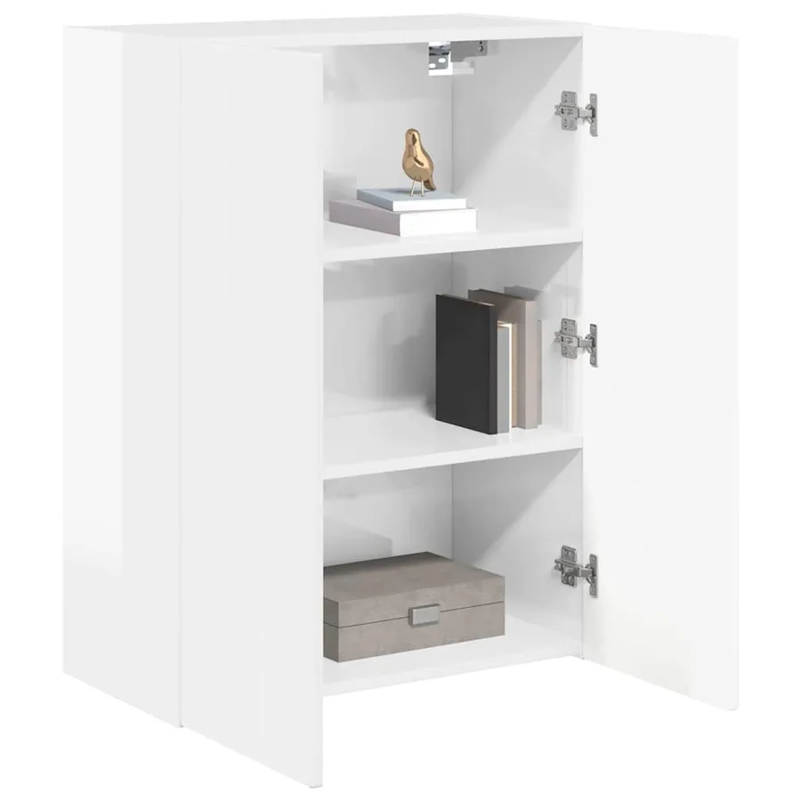 Meuble TV mural Montage mural Blanc brillant 59,5 x 31 x 80 cm - 3