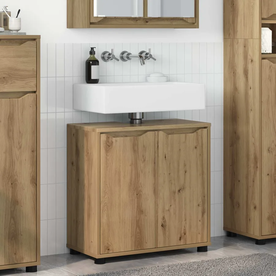 Armoire de lavabo de salle de bain Chêne artisanal