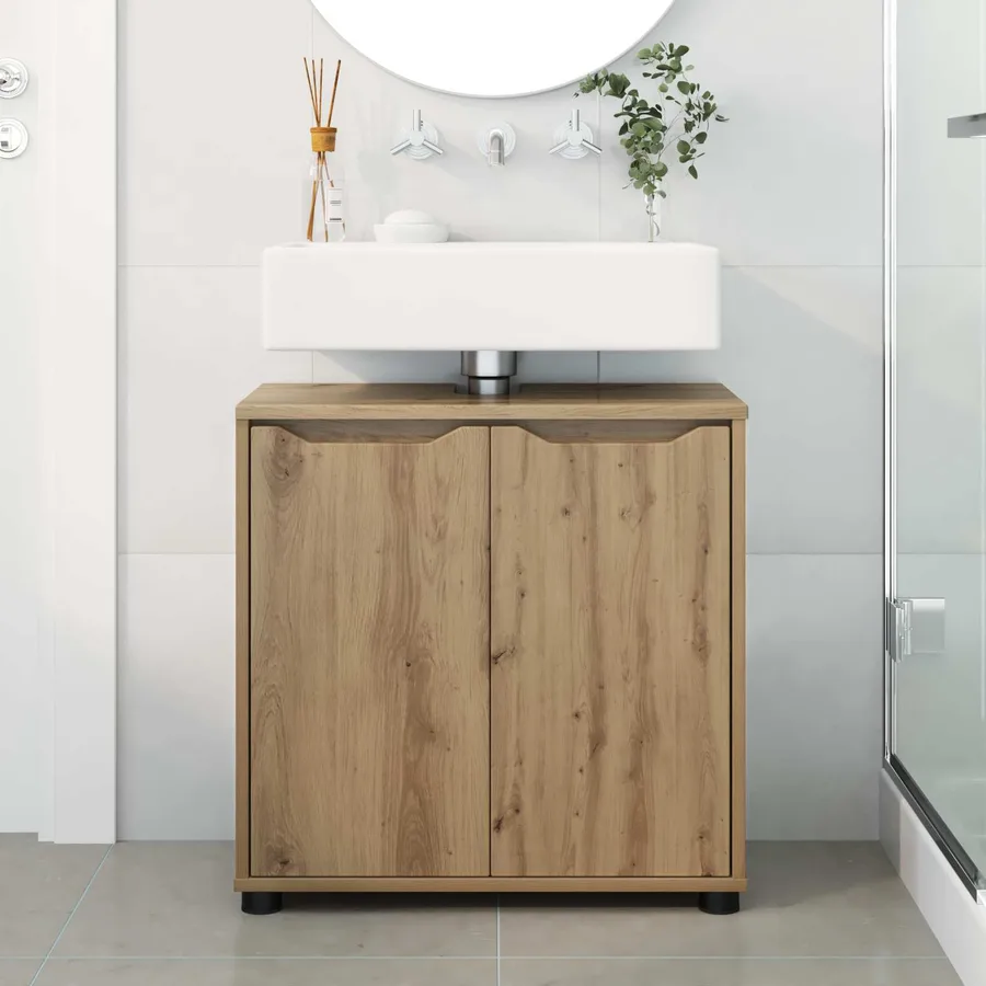 Armoire de lavabo de salle de bain Chêne artisanal - 4