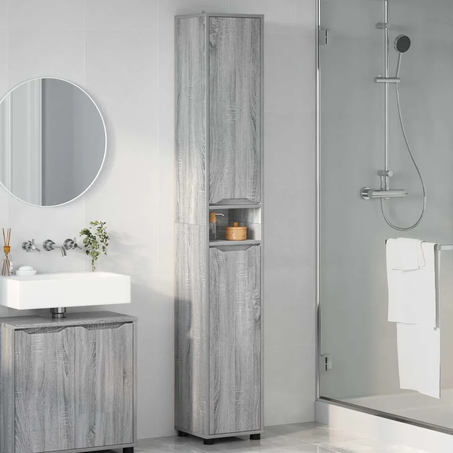 Cabinet de salle de bain Gris Sonoma 30,5 x 30 x 195 cm - 4