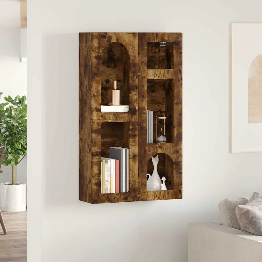Armoire suspendue avec étagère ELST Chêne fumé 59 x 20 x 100 cm - 4