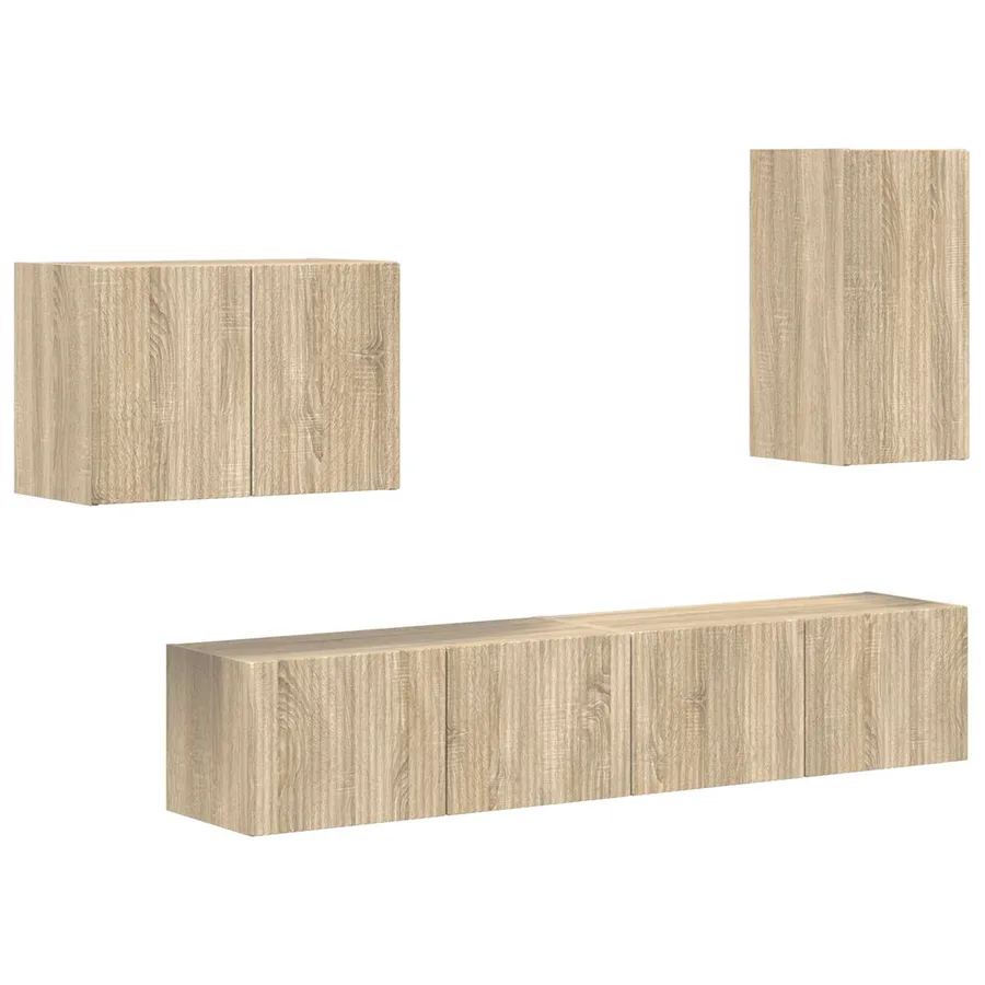 Ensemble de meuble TV mural Montage mural 4 pcs Chêne Sonoma - 2