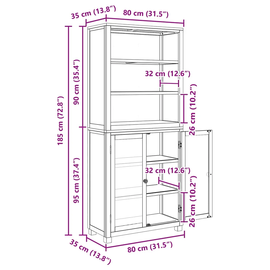 Ensemble de meubles de rangement 2 pc Naturel 80 x 35 x 185 cm - 11