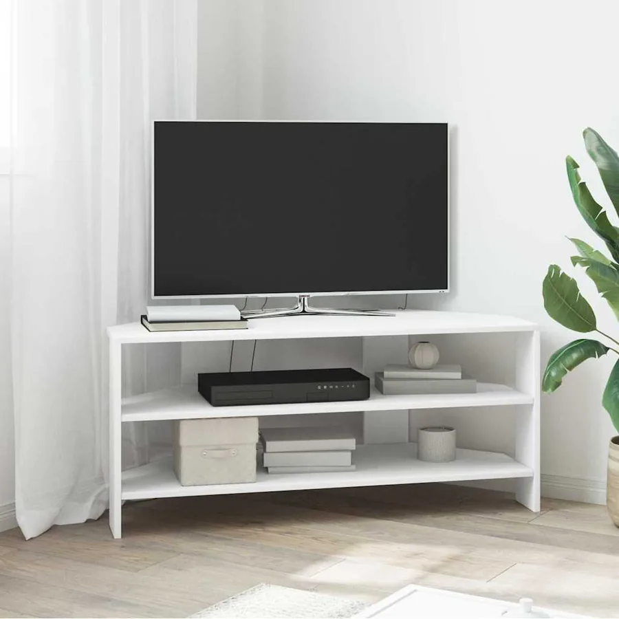 MeubleTVd'Angle Blanc 102x40,5x45cm Bois d'ingénierie