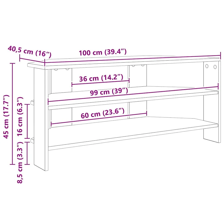 MeubleTVd'Angle Blanc 102x40,5x45cm Bois d'ingénierie - 8