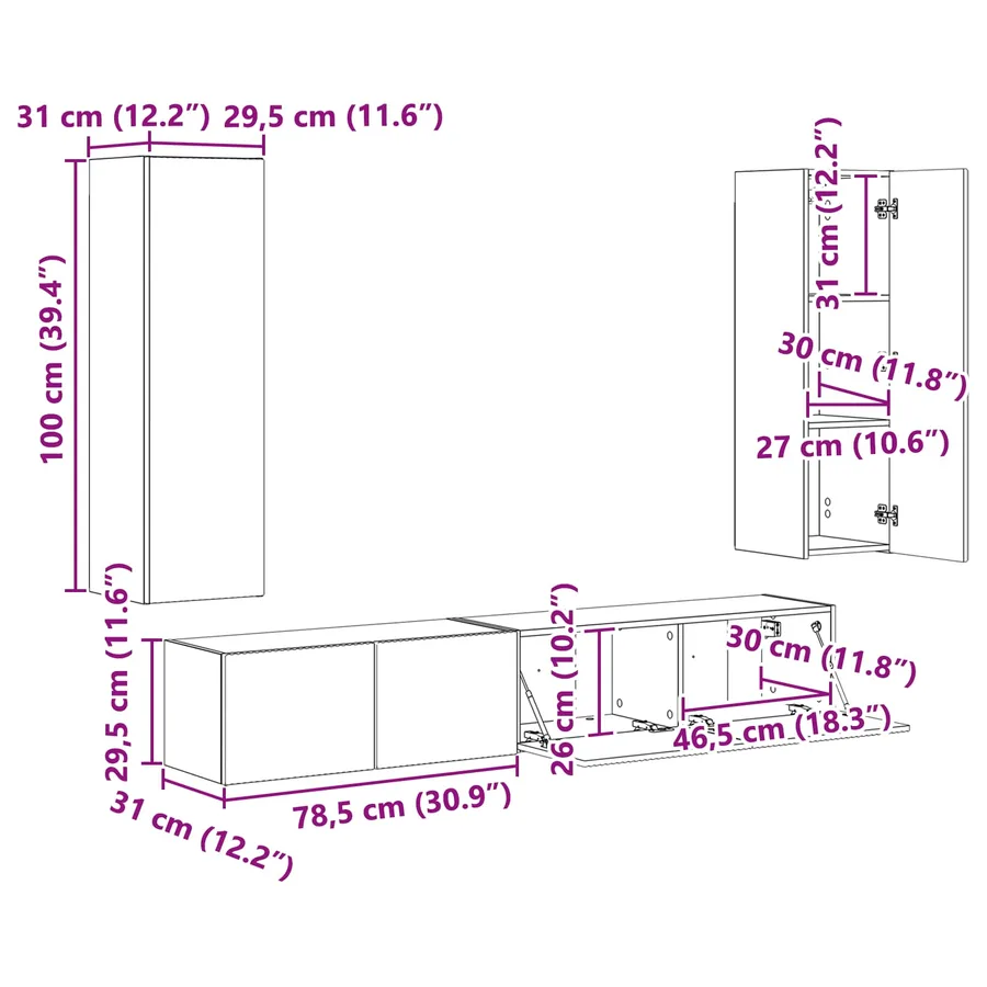 Ensemble meuble TV 3 pcs Chêne Sonoma Bois d'ingénierie - 15