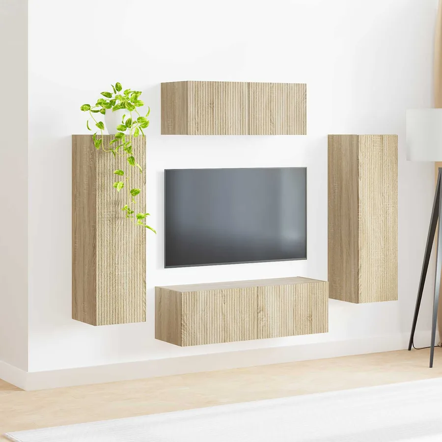 Ensemble meuble TV 3 pcs Chêne Sonoma Bois d'ingénierie - 4