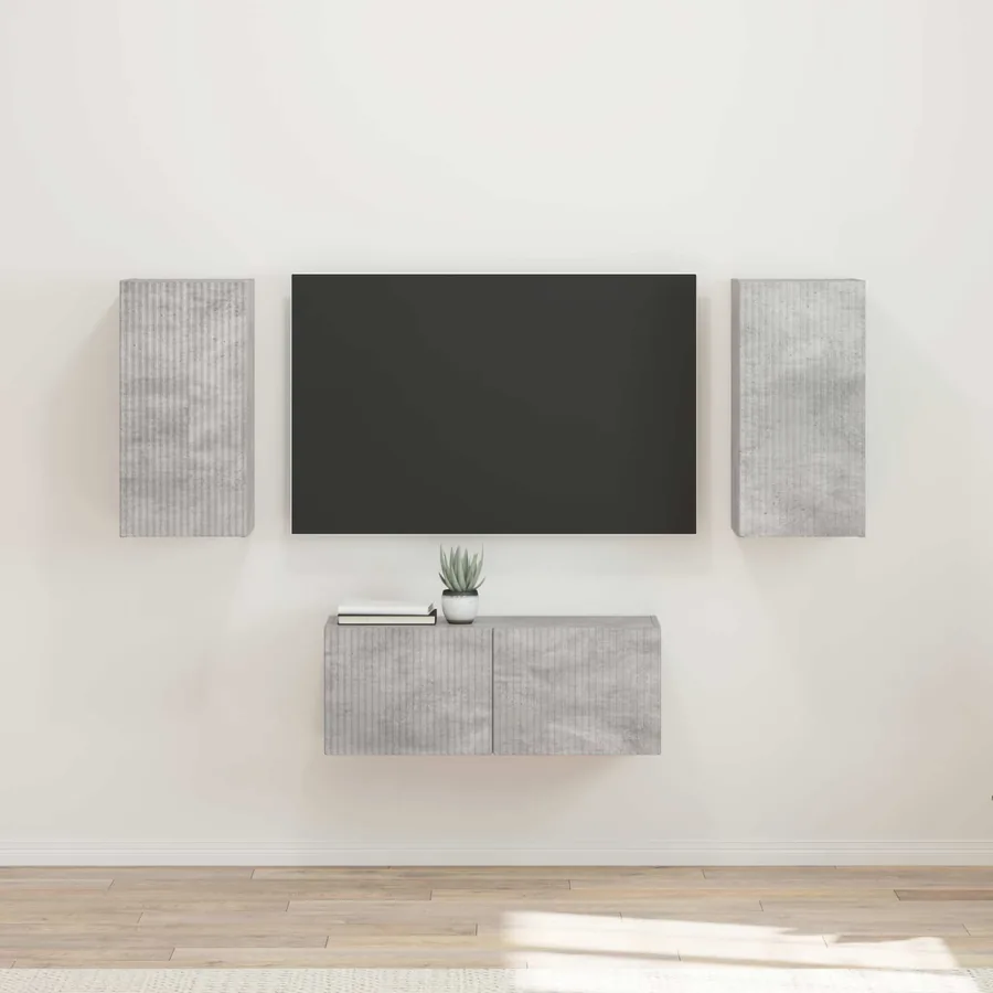 Ensemble meuble TV 6 pcs Gris béton Bois d'ingénierie
