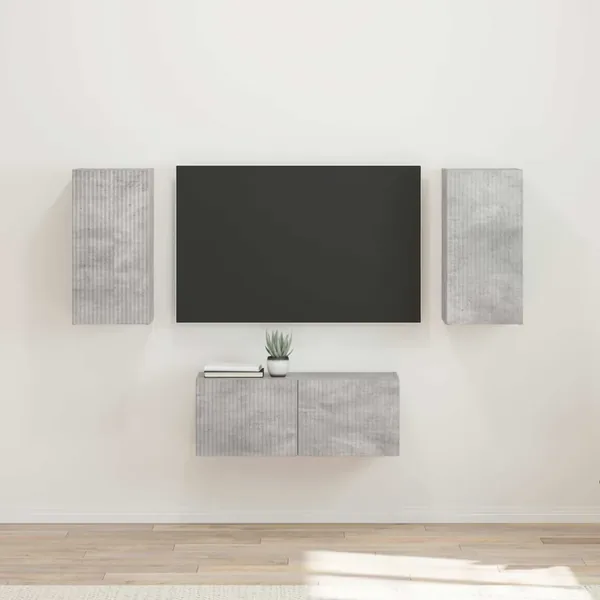 Ensemble meuble TV 6 pcs Gris béton Bois d'ingénierie