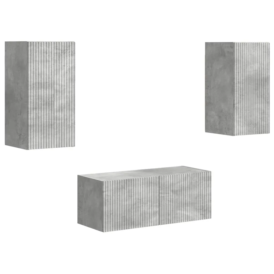 Ensemble meuble TV 6 pcs Gris béton Bois d'ingénierie - 2